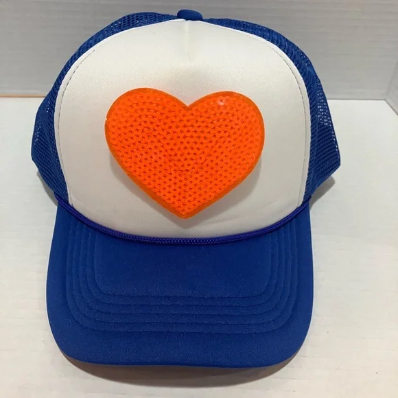 Accessories | Blue And White Trucker Hat With Neon Orange  display picture 1